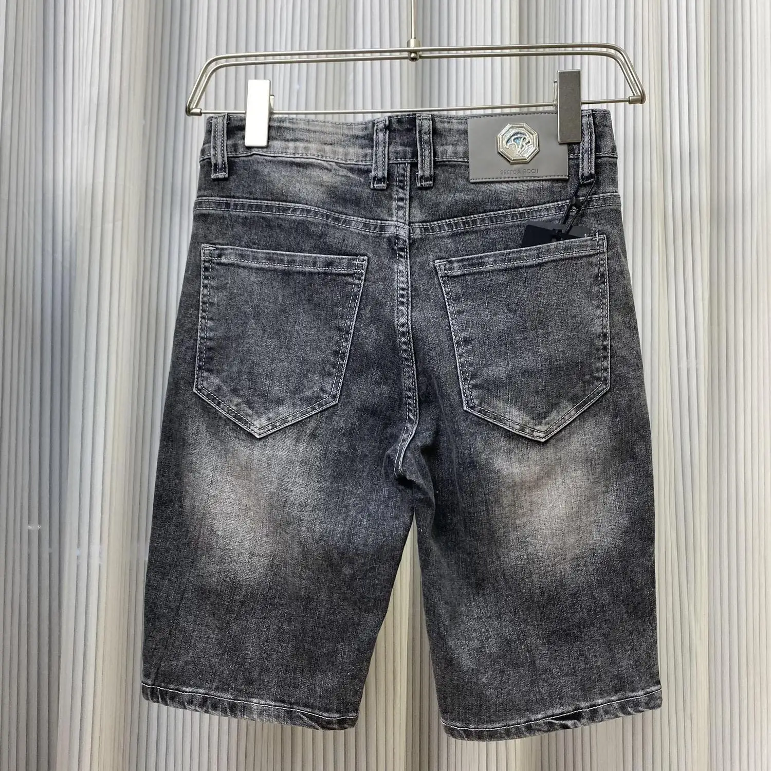 High-end Trendy Brand Luxury Brand Clothes Embroidery Patch Denim Shorts Men's Printed Medium Pants Outer Wear Half Pants Men