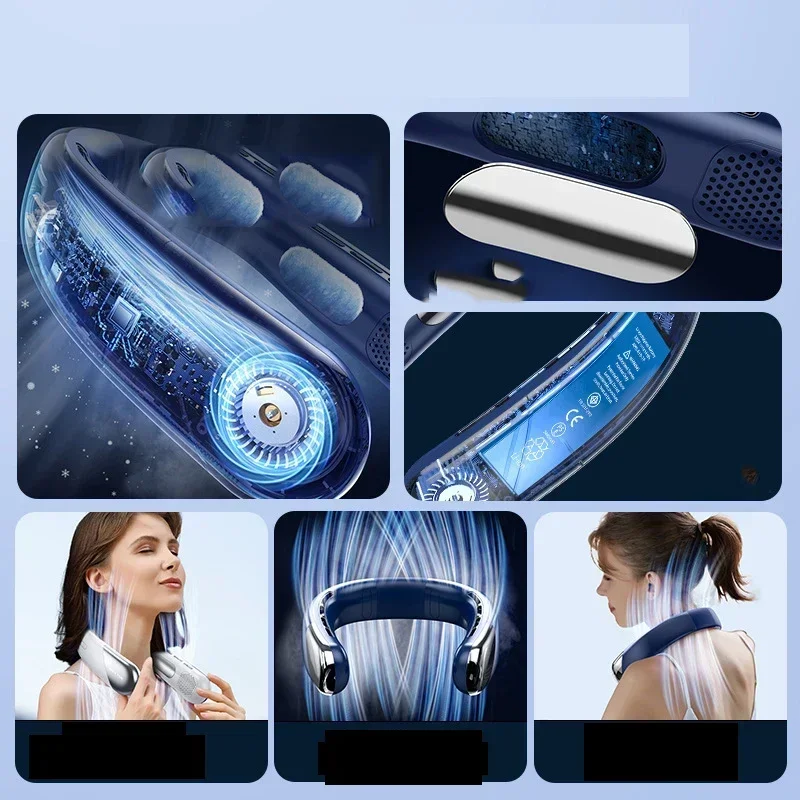 

Bladeless Neck Fan Usb Mini Portable Rechargeable Digital Display Outdoor Cooling Small Fan