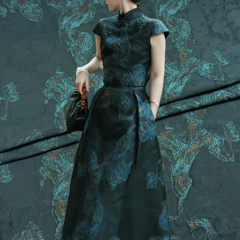 

Ретро позолоченная жаккардовая ткань, аккуратная ветровка, этническая одежда, торжественное платье, ткань для шитья своими руками, ткань на метр