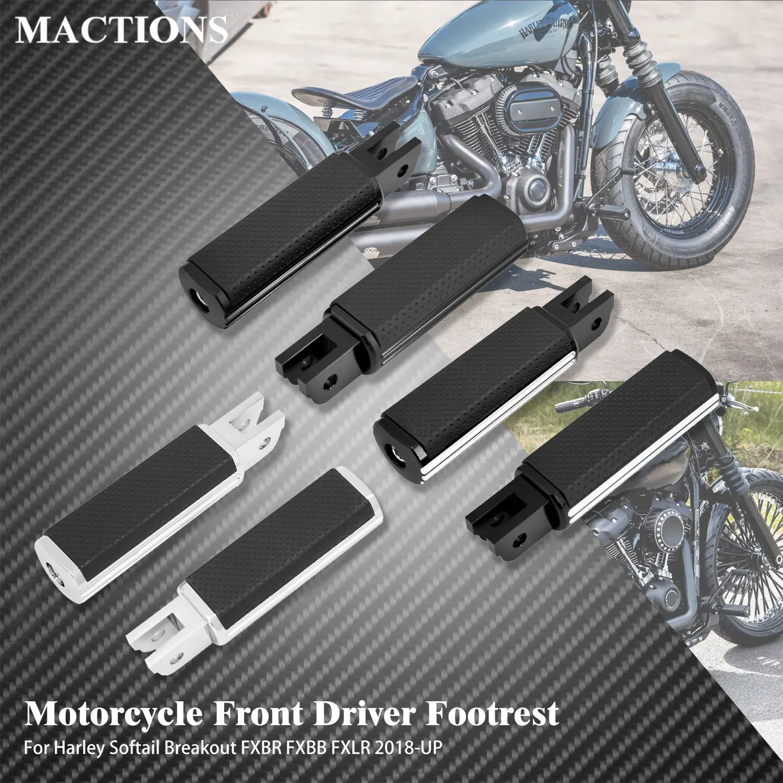 

Motorcycle Driver Footpegs Floorboard Front Rider Footrest For Harley Softail Breakout FXBR Street Bob FXBB Low Rider FXLR 18-Up