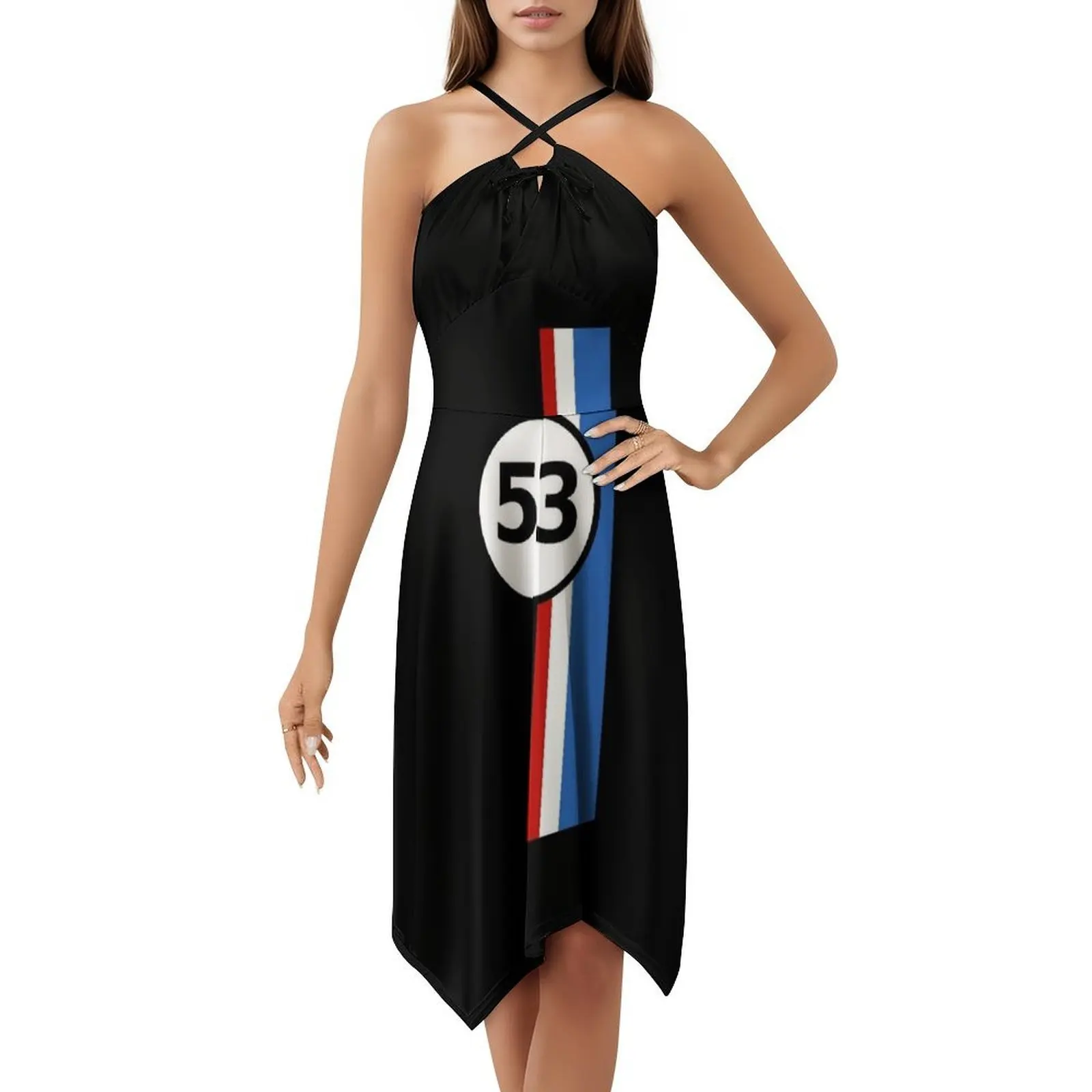 فستان قصير على طراز Herbie 53 Preppy للنساء على شكل حرف a فضفاض مناسب فستان يوم غير رسمي Herbie 53 فستان نسائي