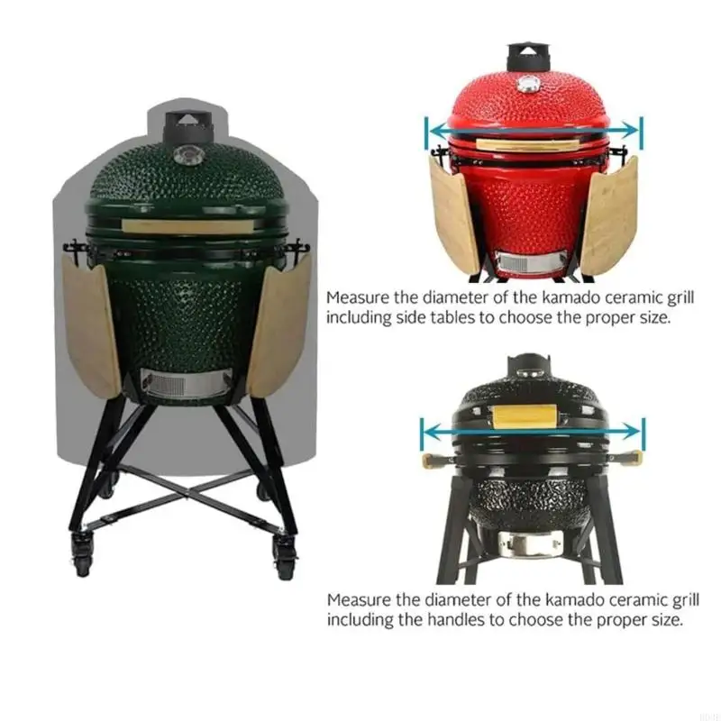 48x35 Inch Heavy Duty Waterproof Grill Cover Oxford Fabric Resistant to Snow Rain Feature Double Stitched Seams B03E