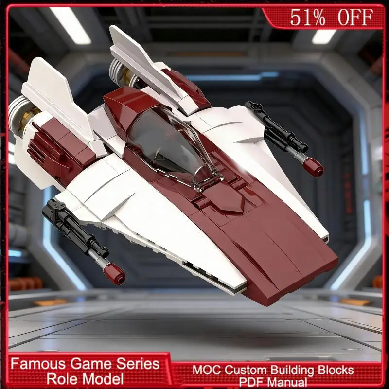 

328 деталей: Конструктор MOC «Звездный истребитель A-Wing» — Модульная сборка, креативный дизайн, развивающая игрушка для мальчиков, подарок на праздник