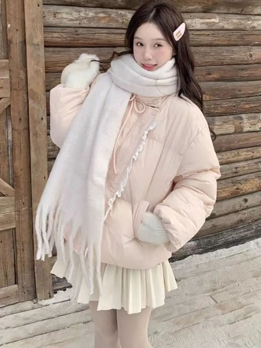 

Thickened Cotton Bread Style Sweater Coat Women's Winter New Style Warmth Anti-Aging Korean Style Pink Cotton Outerwear