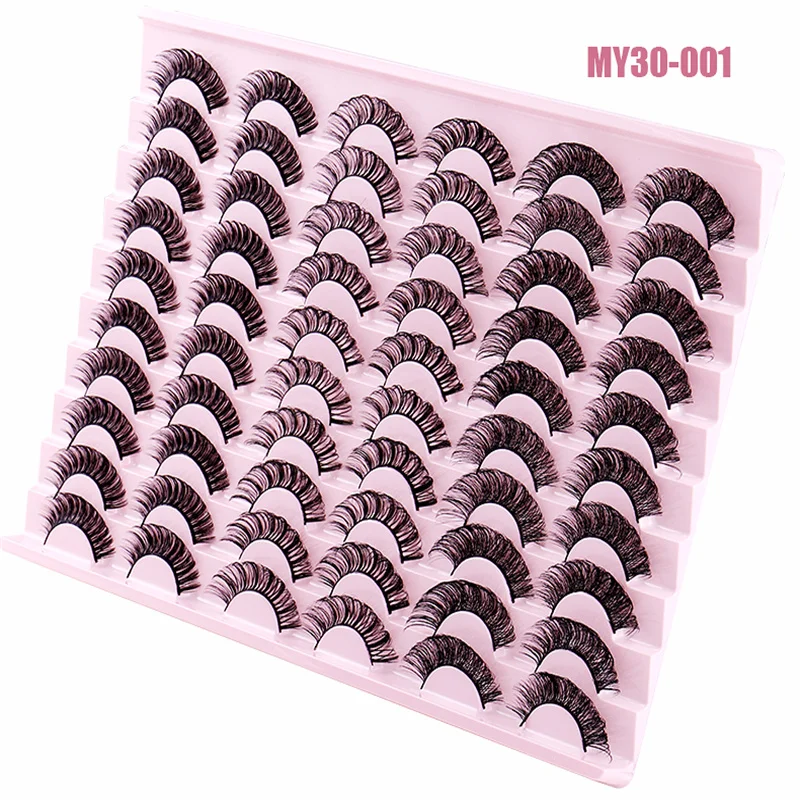 Mix and match 30 pairs of 3 style russian curl simulation natural faux mink false eyelashes with customized logo packages