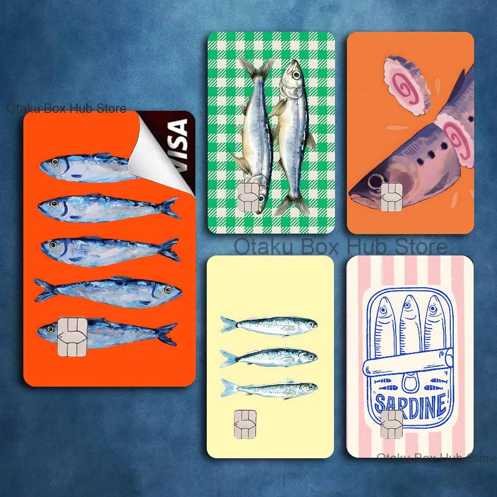 

Coastal Charm Sardine Card Stickers Credit Visa Debit Bank Charge Card Bus Metro Waterproof Sticker Decal Decoration