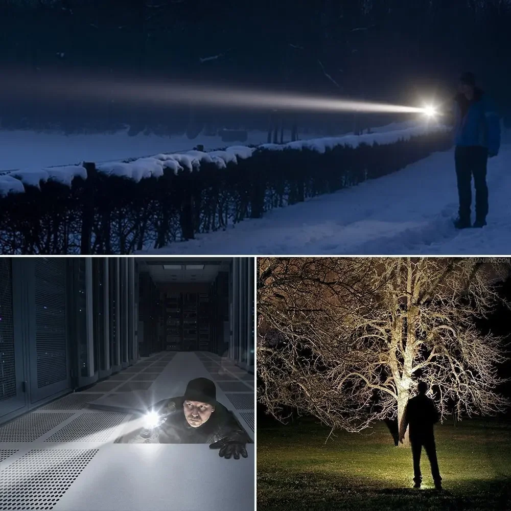 Powerful LED Flashlight Zoom Portable Torch USB ReChargeable Outdoor Water Proof Camping Tactical Flash Light 3 Modes Lantern