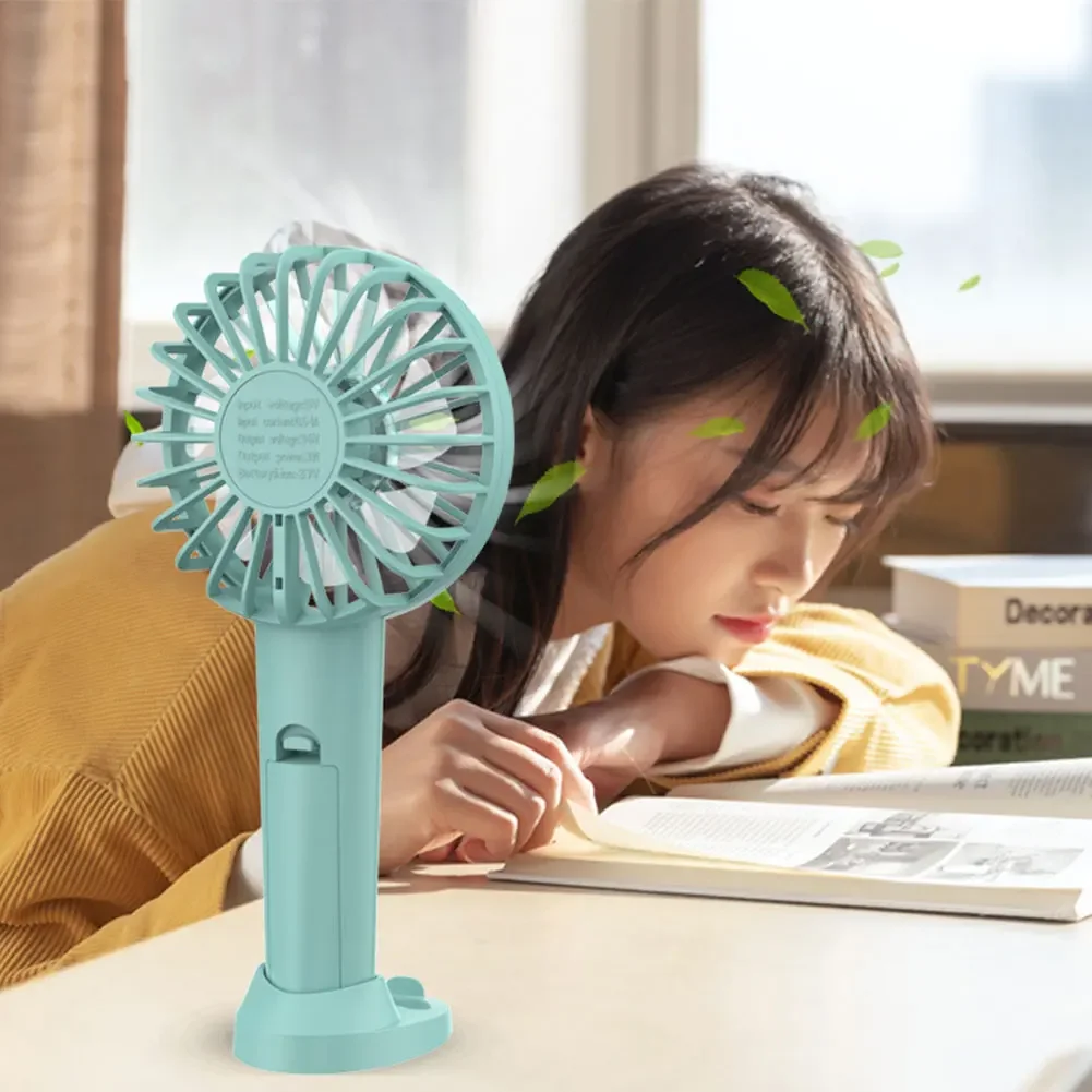 Portable USB Chargeable Mini Fan Handheld Fans with Base Summer Outdoor 3 Speed Adjustable Air Cooling Fan with Phone Holder