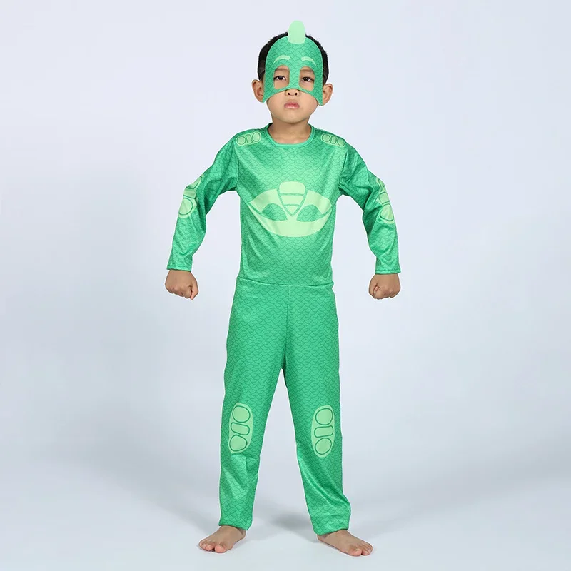 Groene Hagedis Jongen Meisje Kat Hond Jongen Anime Kostuum Met Pyjama Masker Cosplay Kleding Pak Kinderen Verjaardagsfeestje Kids Speelgoed Cadeau