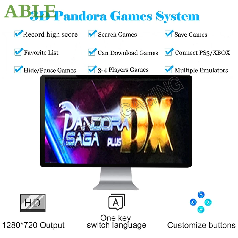 Upgrade DX 5000 In 1 Pandora saga Console Arcade Machine game box button joystick HDMI/ VGA 15hz crt Outp  For Arcade cabinet