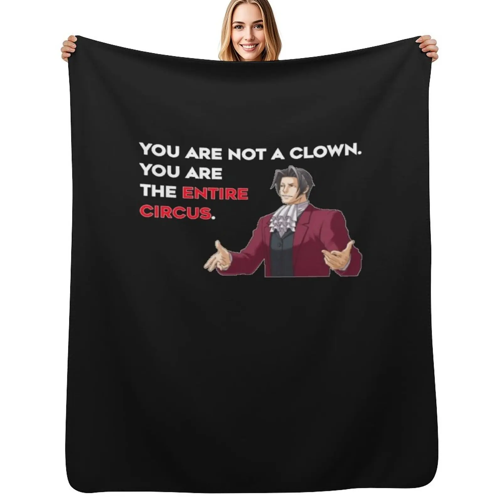 

Miles Edgeworth Entire Circus Quote Essential T-Shirt Throw Blanket Hair Bed Furrys Beach Blanket