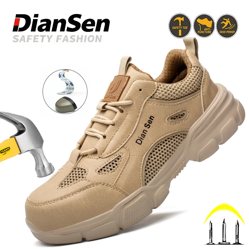 

Мужская неразрушимая обувь со стальным носком, противоударная, противопрокольная рабочая обувь, походная защитная обувь, легкие дышащие кроссовки