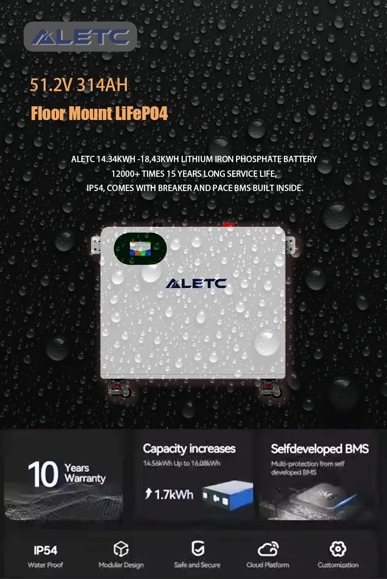 Powerwall LiFePO4 Residential BESS 15kWh Solar Battery 48V 51.2V 200Ah LiFePO4 Battery