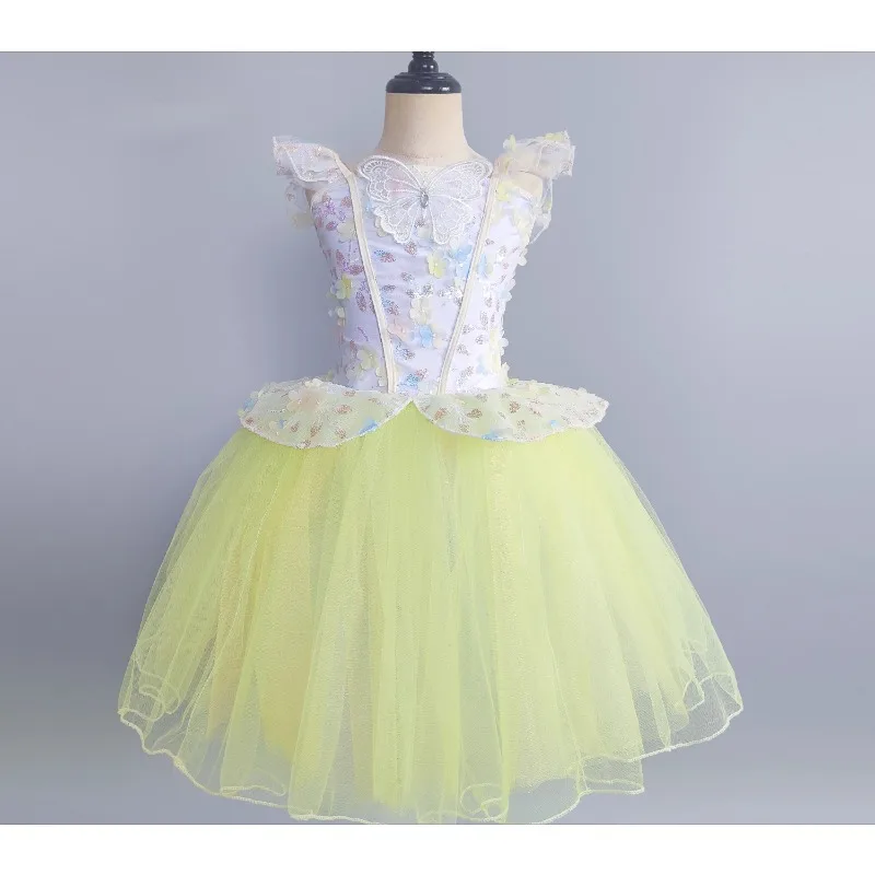 الفتاة توتو تنورة زهرة ازياء الاطفال الباليه توتو فستان الفتيات سوان أداء الزي لينة تول منتفخ الأميرة ملابس رقص