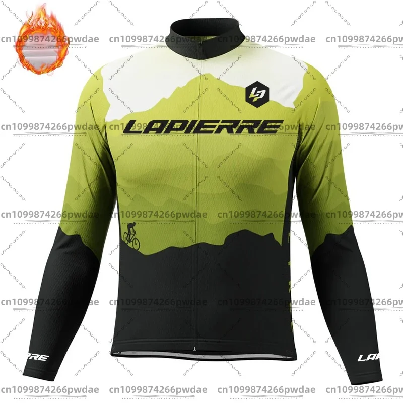 Picture 5: Lapierre Men's Winter Fleece Thermal Cycling Jersey Outdoor Road Cycling Jersey Set Bibs Bib Straps Pants Cycling Jersey