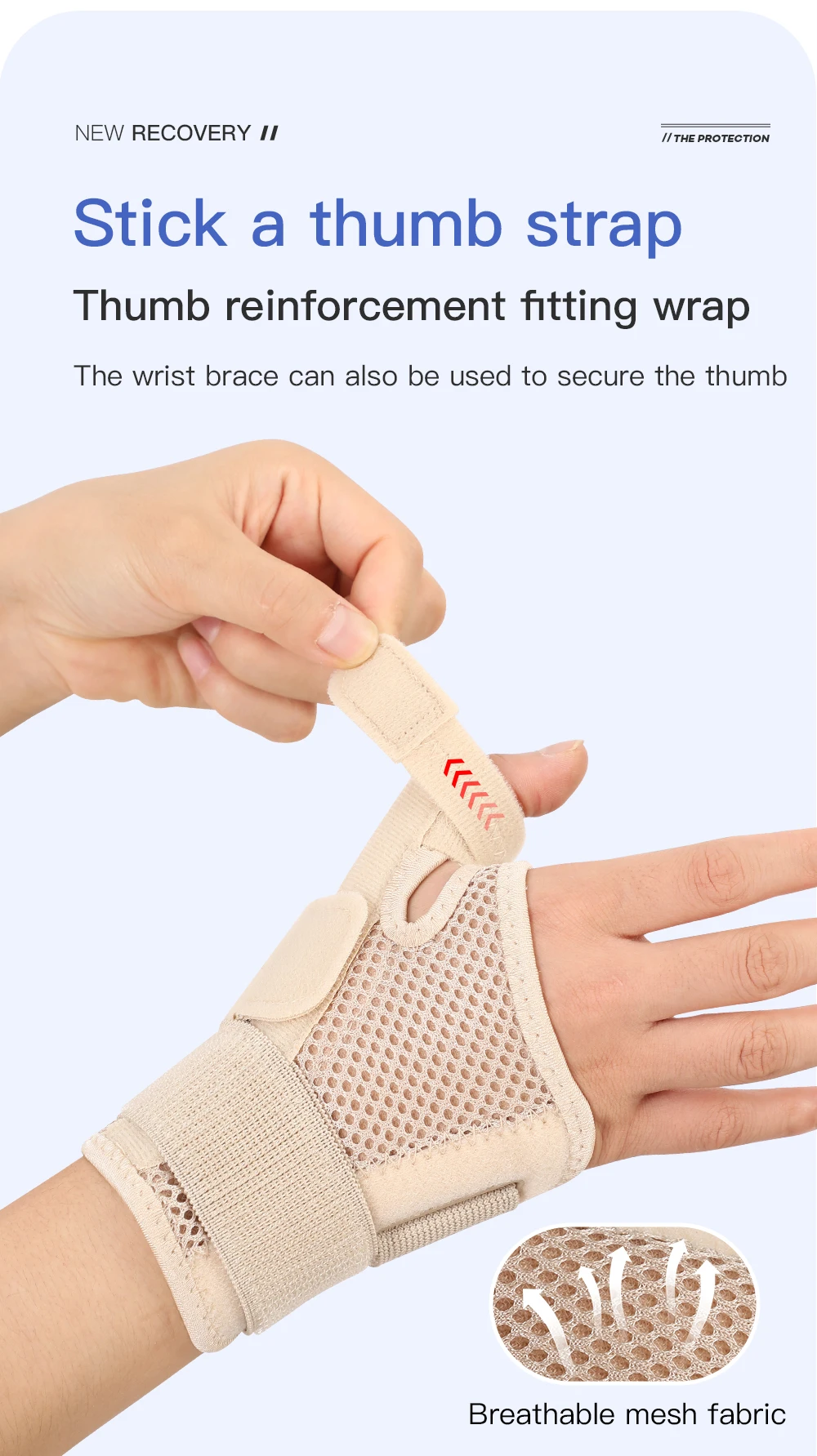 Flexible Schiene, Handgelenk-Daumen-Stützorthese für Sehnenentzündung, Arthritis, atmungsaktiver Daumenschutz, passend für die rechte und linke Hand – Detail 6