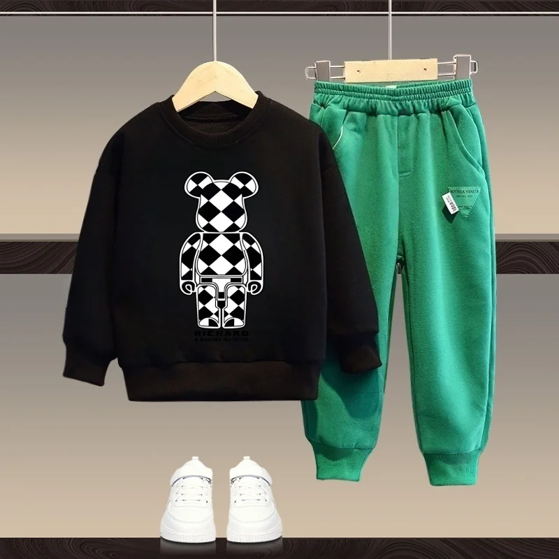 

Осенний комплект детской одежды для мальчиков, детские толстовки с мультяшным принтом для девочек, пуловер, топ и брюки, костюм, спортивные костюмы с длинными рукавами