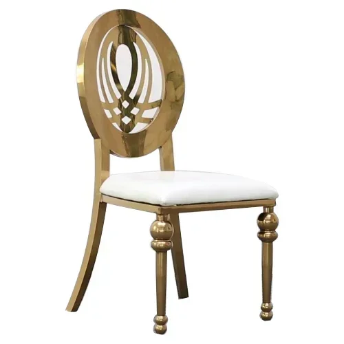 

wholesale Luxury Event Round Back Design Gold party Stainless Steel Hotel banquet Wedding dining earth Chair for Outdoor
