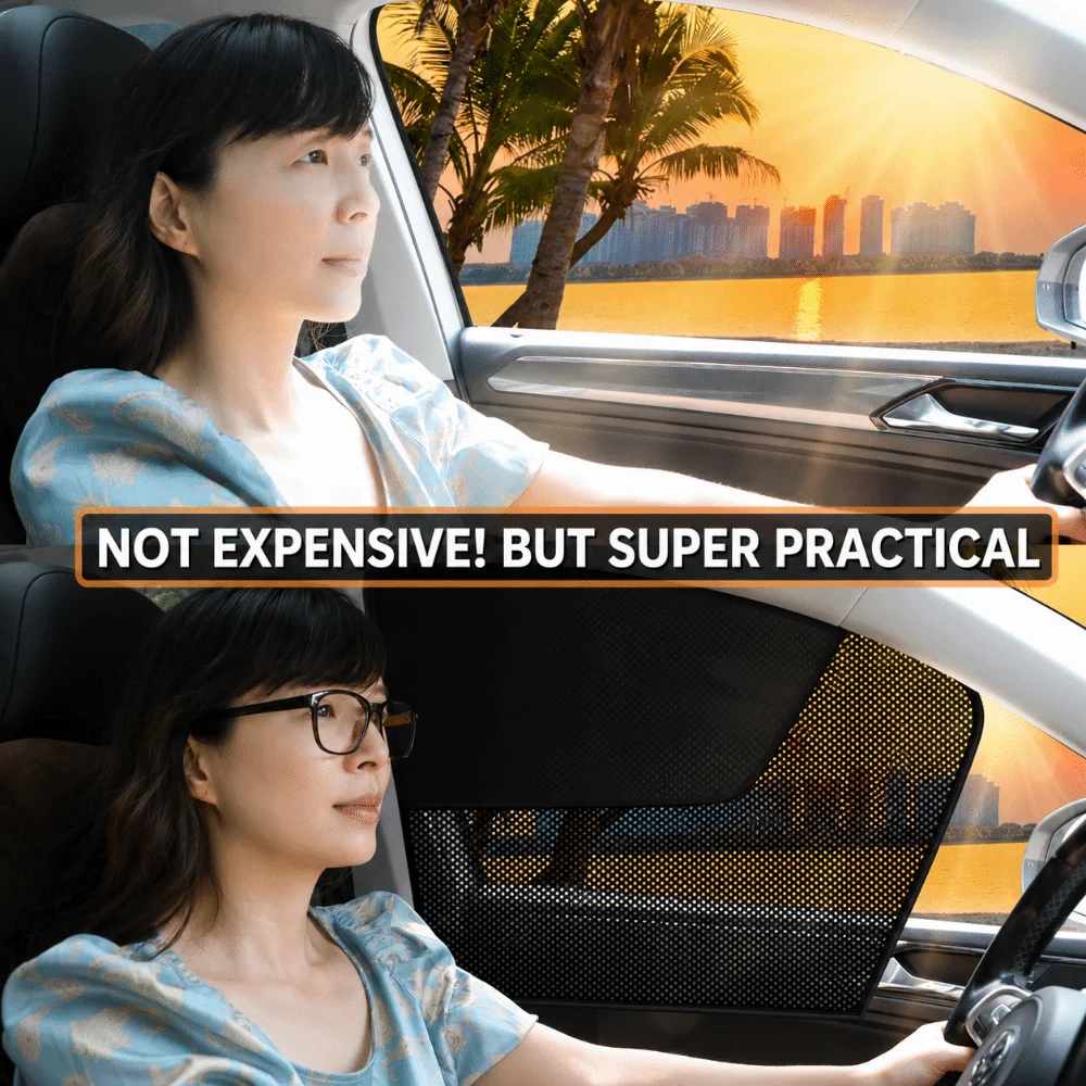 Magnetic Car Window Sun Shade UV Protection One Way See Through Car Window Curtain 10 Magnets Heat Reduction Sunshade Curtain