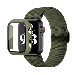 Case+Scrunchie Strap for Apple watch band 44mm 40mm 45mm 41mm 42mm 38mm Elastic Nylon Loop bracelet iWatch series 4 5 3 6 se 7 8