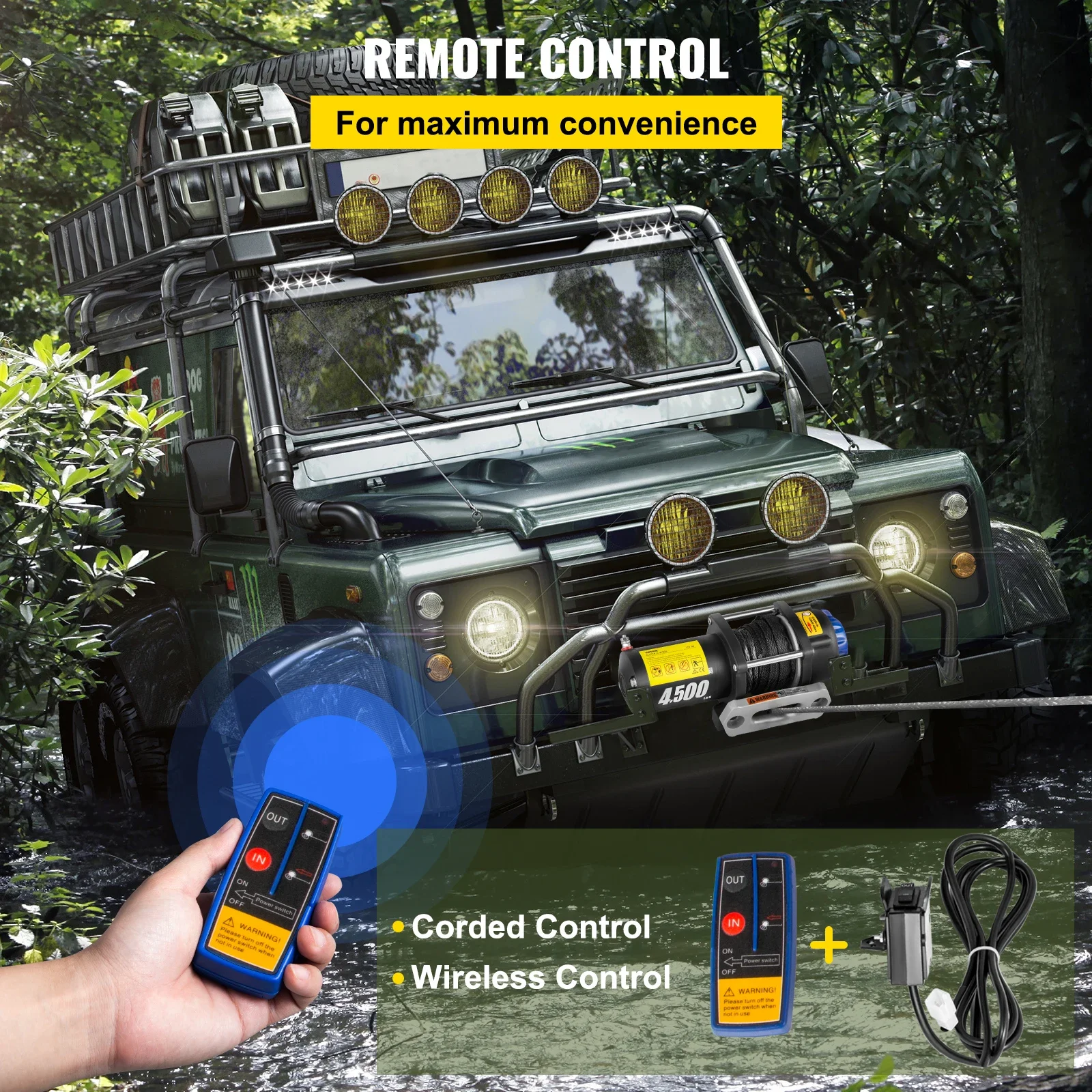 VEVOR verricello elettrico per camion verricello per auto 12V 4500LBS corda sintetica fuoristrada impermeabile ATV UTV argani con telecomando Wireless