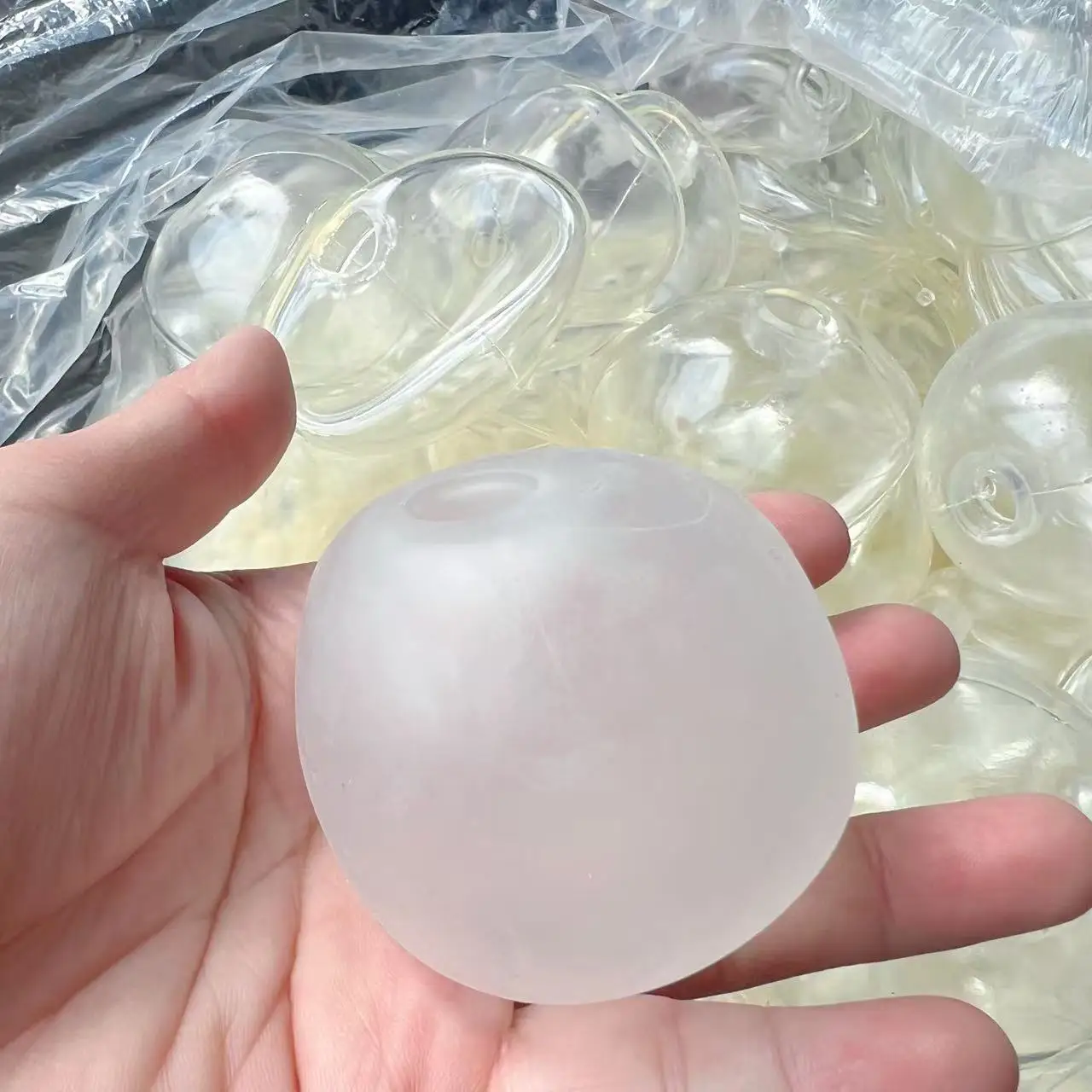 DIY Handmade Ball Skin TPR Ultra-Thin Transparent Ice Milk Skin Squeezing Stress Relief Toy Creative Prank Toys for Adults