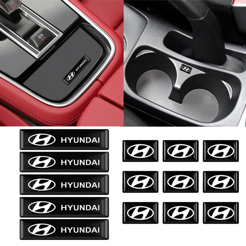 10 قطعة ثلاثية الأبعاد الايبوكسي سيارة شارة الداخلية ملصق شعارات اكسسوارات الديكور لشركة هيونداي Genesis N-LINE I10 I20 جيتز فيلوستر توكسون
