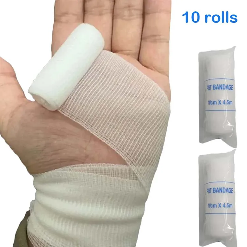 5-10 Rollen/Lot 10 cm x 4,5 m PBT elastische Bandage Erste-Hilfe-Set Mullrolle Wundauflage medizinische Pflege Notfallpflege Bandage
