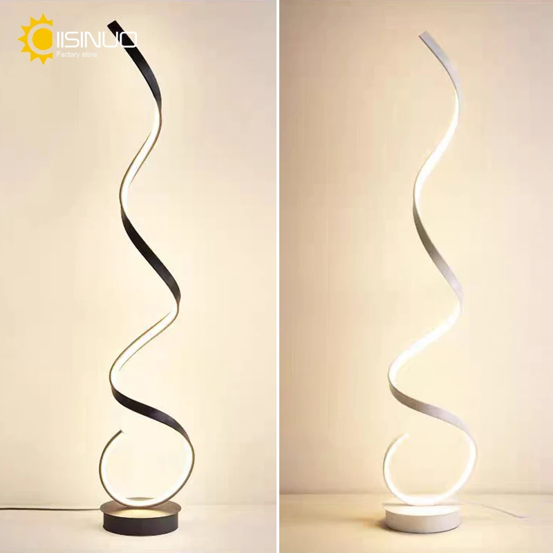 Modern LED Strip Floor Lamp Bedroom Bedside Black White Floating Light For Living Room Sofa Study Reading Light Fixture Lighting - view 3