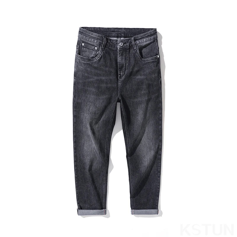KSTUN Herren-Jeans, Stretch, gerader Schnitt, Basic, Business, lässige Denim-Hose für Herren, Ganzkörperhose, Schwarz, Blau, normale Jeans