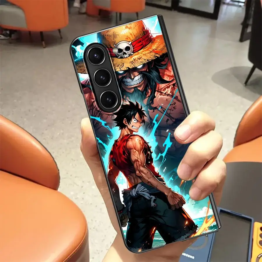 حافظة لهاتف سامسونج جالاكسي ZFold7 ZFold6 Z Fold 7 6 5 4 3 ZFold5 ZFold3 ZFold4 Hot Blooded Anime Zoro Luffy