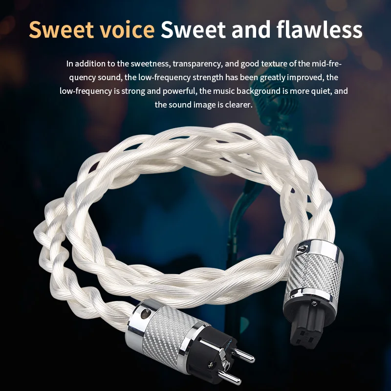 5N OCC silver plated three braided power cord, American and European power plug, 20A C19 plug, power amplifier connection wire