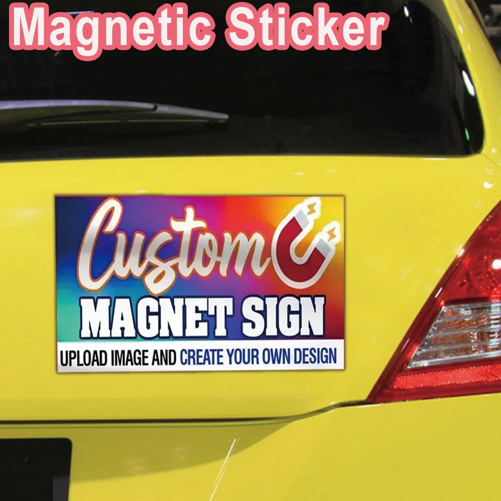 1pc Custom Photo Magnetic Car Wrap For Door Decor Customized Picture Creative Auto Decorative Decals Car Door Handle Car Body