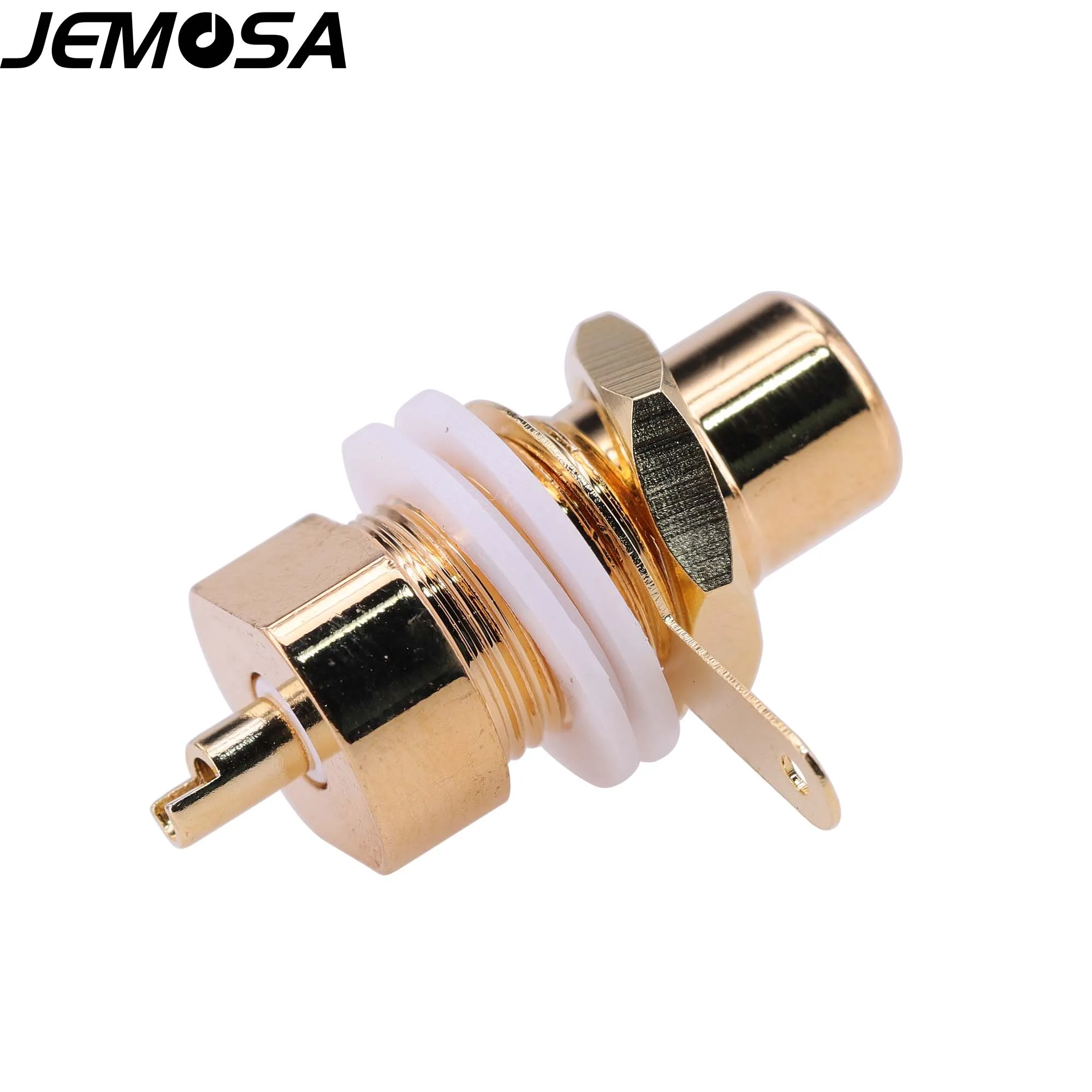 ขั้วต่อ RCA ปลั๊กตัวเมียแชสซีตัวเชื่อมต่อแจ็ค Bulkhead สีแดงสีดำรอบ Nut Solder ทอง AMP ปลั๊กเสียง