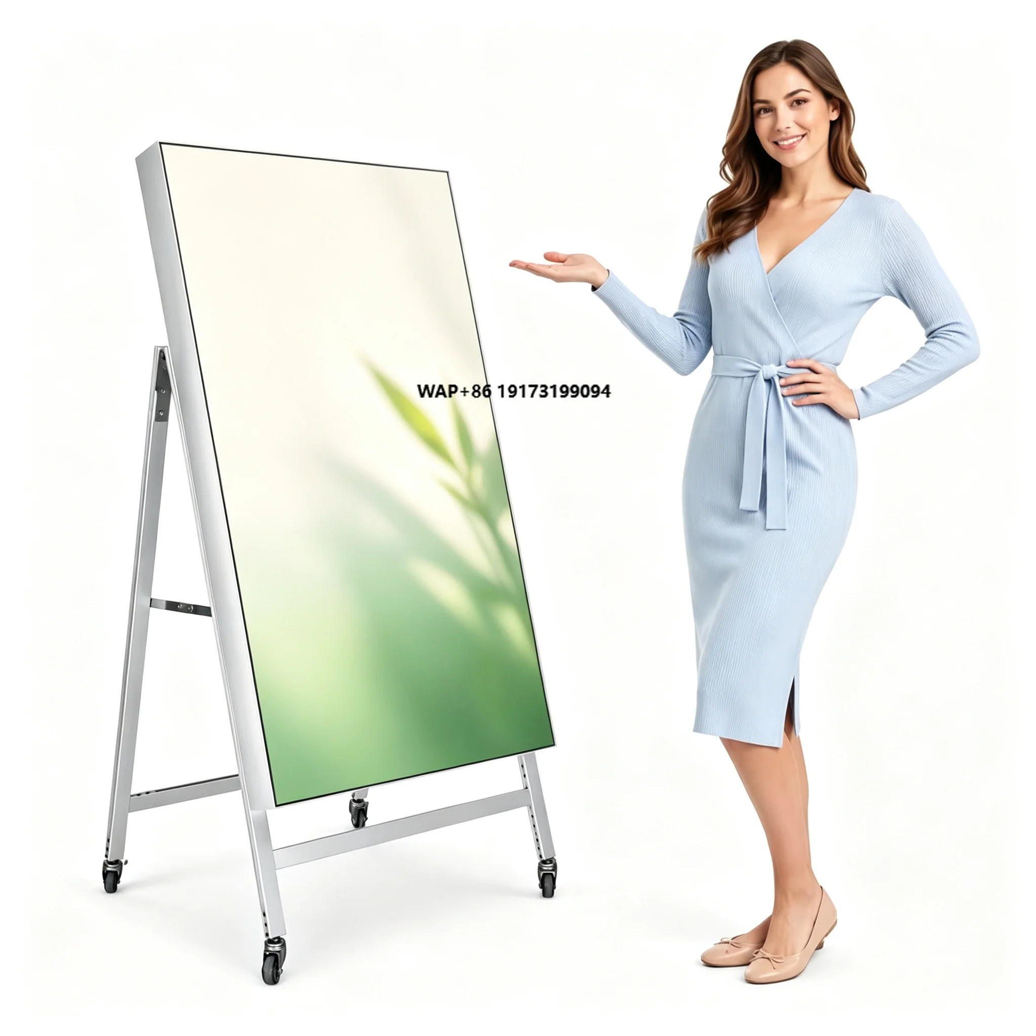 A Frame LED Poster Display With Wheels, Bright High Luminance Screen for Spa, Salon, Shop Window Advertising