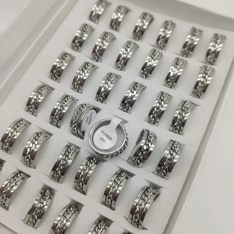36pcs/Lot Wholesale Stainless Steel Rotatable Finger Rings For Men Rock Bar Decorate Fashion Party Beer Bottle Opener Ring Tools image 5