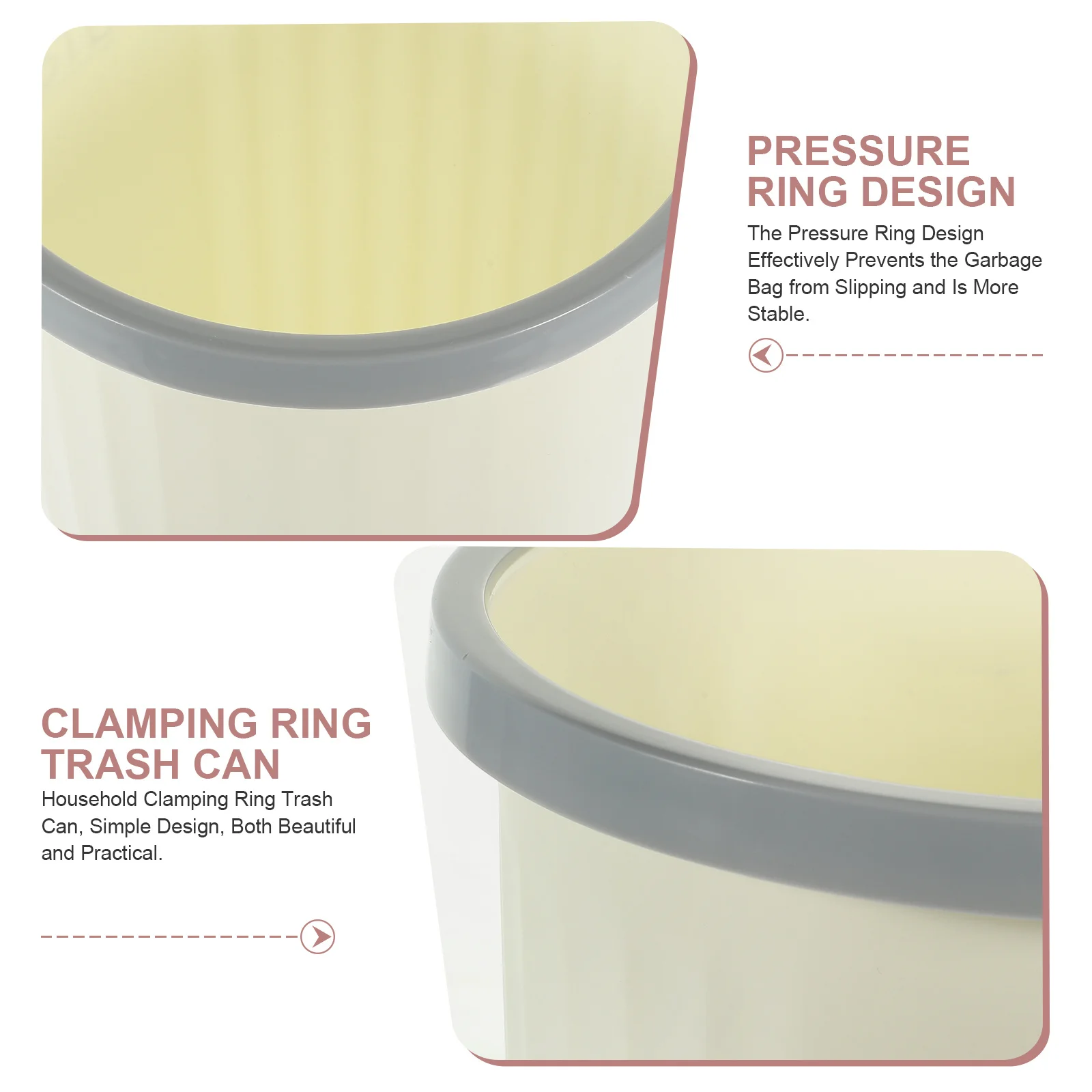 

Sturdy Trash Bin for Bedroom Office Kitchen Bathroom Portable Waste Basket with Large Capacity Household Garbage Can