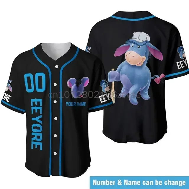 Disney Eeyore Winnie The Pooh 50th Anniversary Walt World Print 3D Baseball Jersey Eeyore Men and Women Baseball Shirt