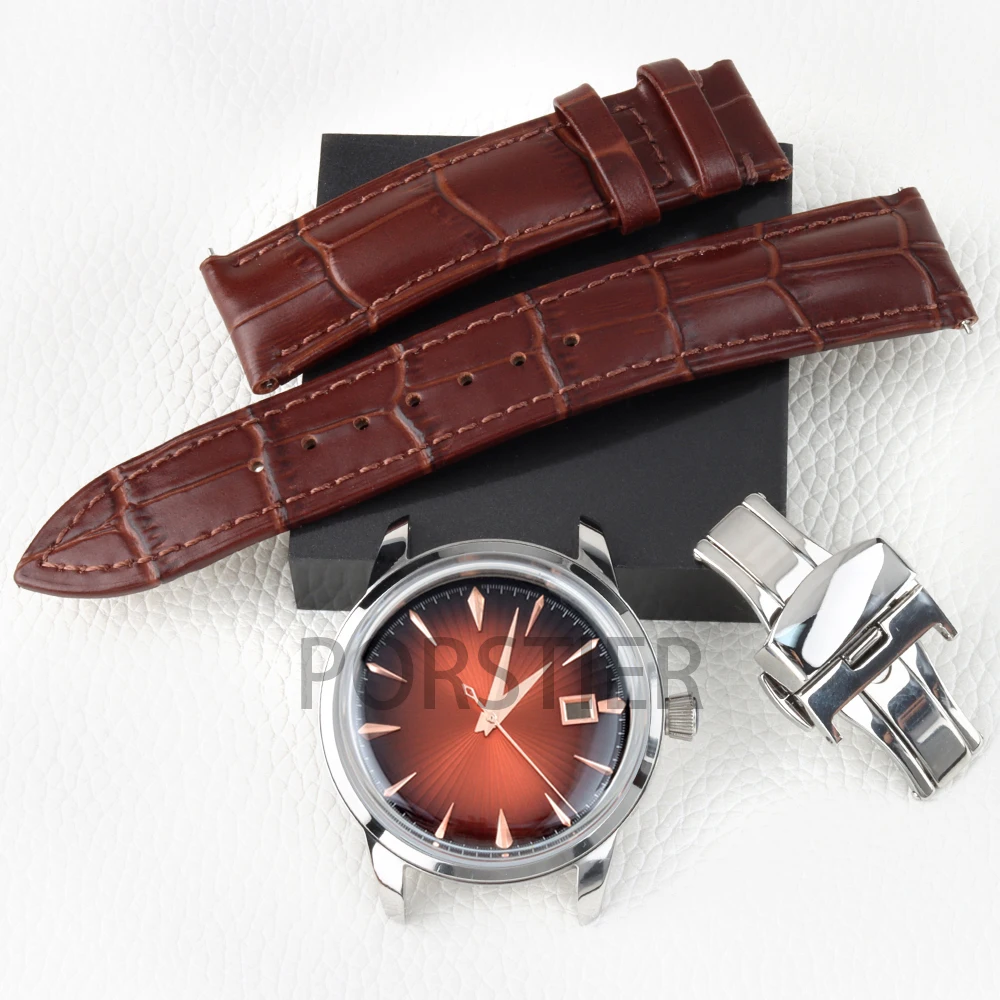

40mm Watch Case 35mm Dial NH35 Dial Hands Sunburst Dial Leather Strap for Cocktail Time Presage NH35 NH36 Movement Watch Parts