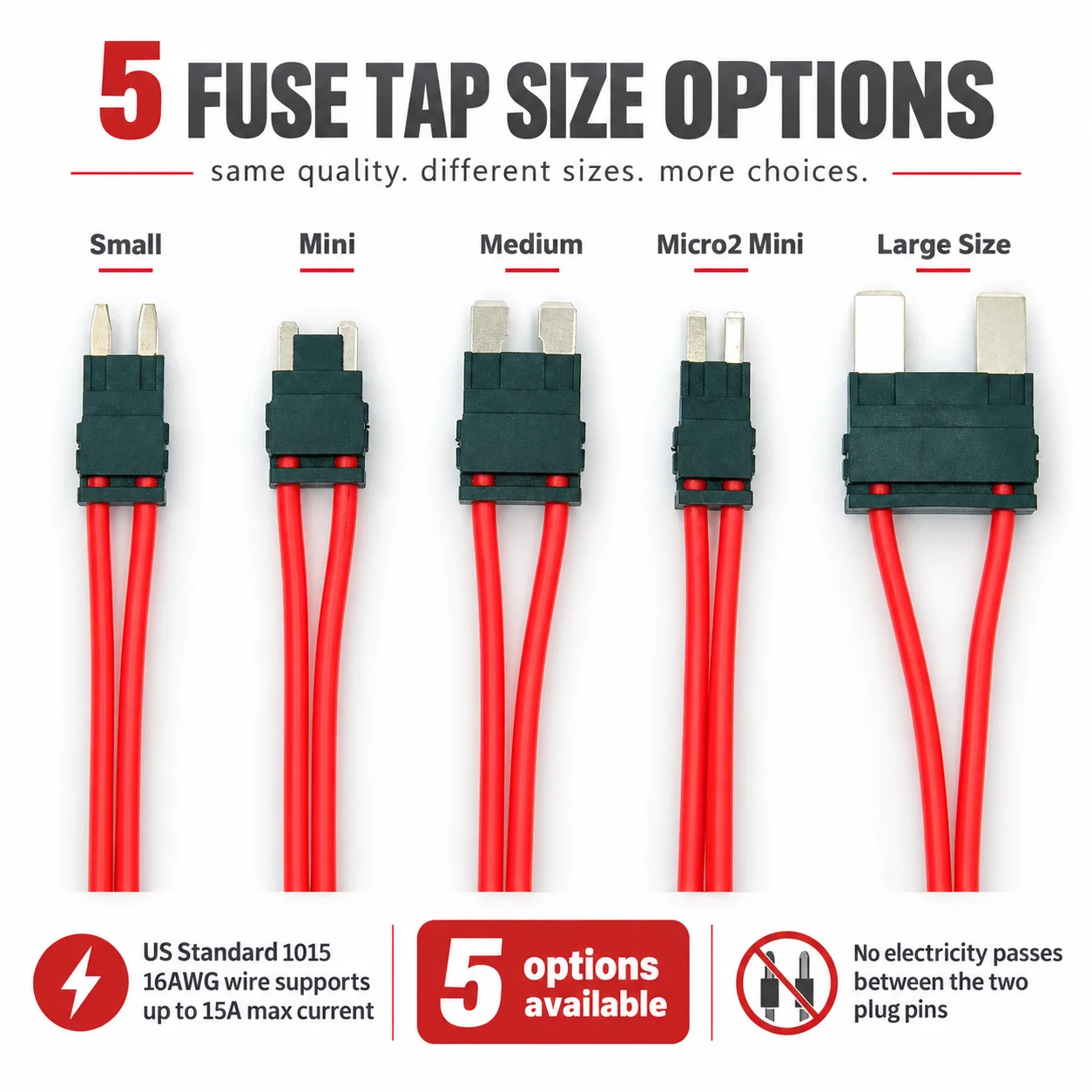 1 peça 32v 25a acc 16awg mini pequeno médio micro2 caixa atm lâmina carro fusível de extensão de fio duplo com suporte de acampamento acessórios
