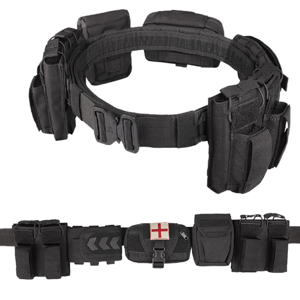 Tactical Belt Patrol Multifunctional Molle Five-piece Nylon Detachable Adjustable Tactical Belt Equipped With Accessory Bag