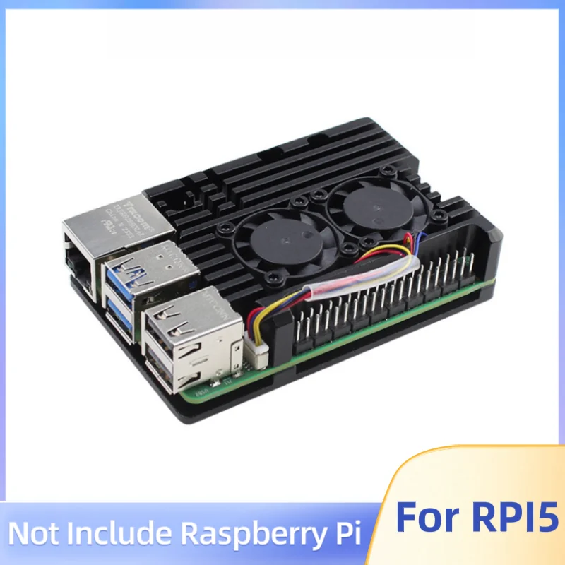 Raspberry Pi 5 알루미늄 합금 케이스, 속도 조절 가능, 듀얼 냉각 팬, RPI 5 용 방열 개선