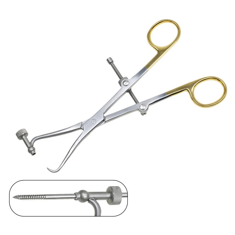 

GREATLH Stainless Steel Plate Holding Forceps with Drill Guide Autoclavable Bone Reduction Forcep Veterinary Surgical Instrument