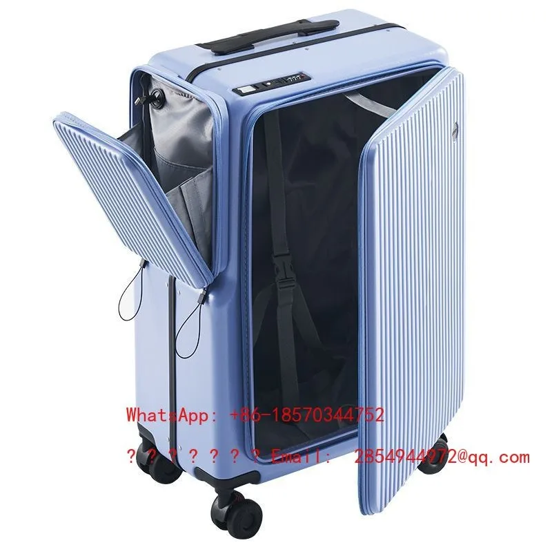 Aluminum frame luggage new style, side-opening lid carry-on expandable multifunctional travel password trolley suitcase