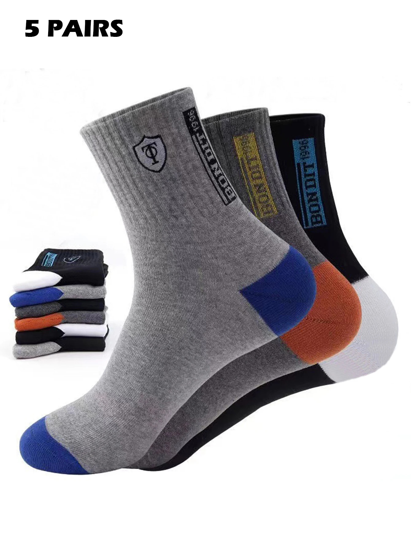 5＆10 Pairs Breathable Sports Stockings Mens Bamboo Fiber Mens Socks Sweat Absorption Deodorant Business Sox