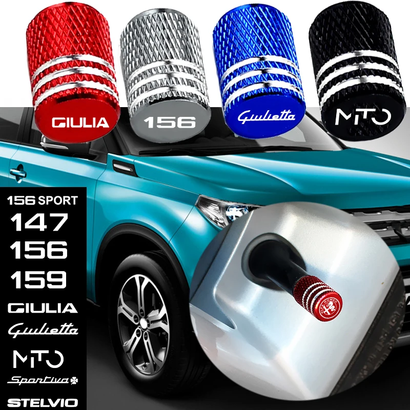 Car Wheel Stem Caps Tyre Rim Air Port Tire Valve for Alfa Romeo 147 156 159 SPORT GIULIA Giulietta MITO SPORT Sportiva Stelvio