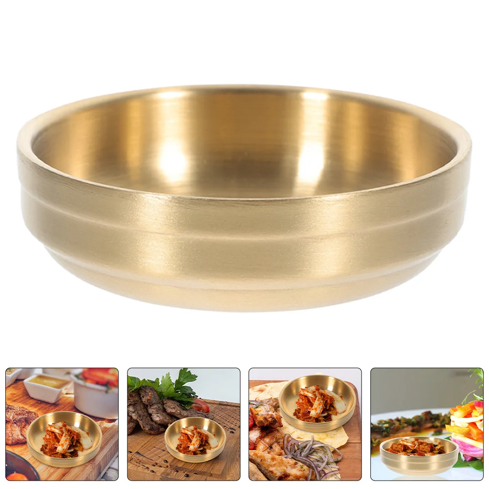 

3pcs Stainless Steel Dipping Sauce Dish 9Cm Golden Korean Style Condiment Bowl For Sushi Soy Sauce Seasoning Small Serving Bowls