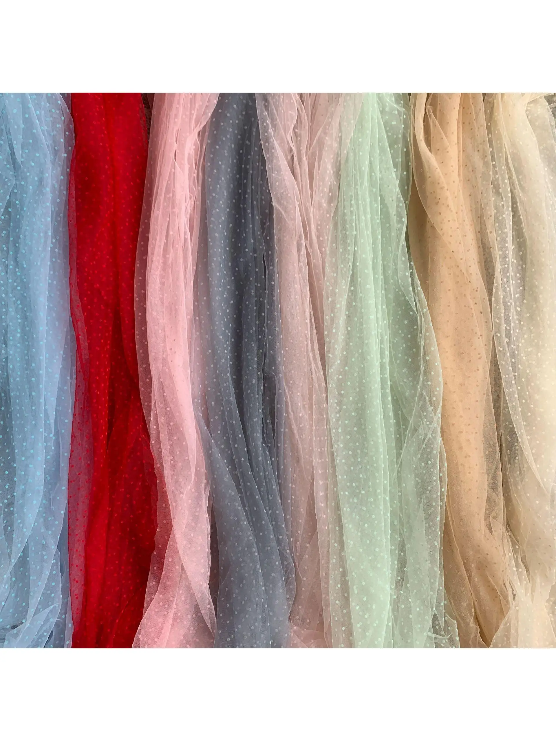 

Mesh Fabric with round Dot Pattern for Hanfu Children's Clothing And Lolita Knitted Yarn Weaving Material Direct Supply