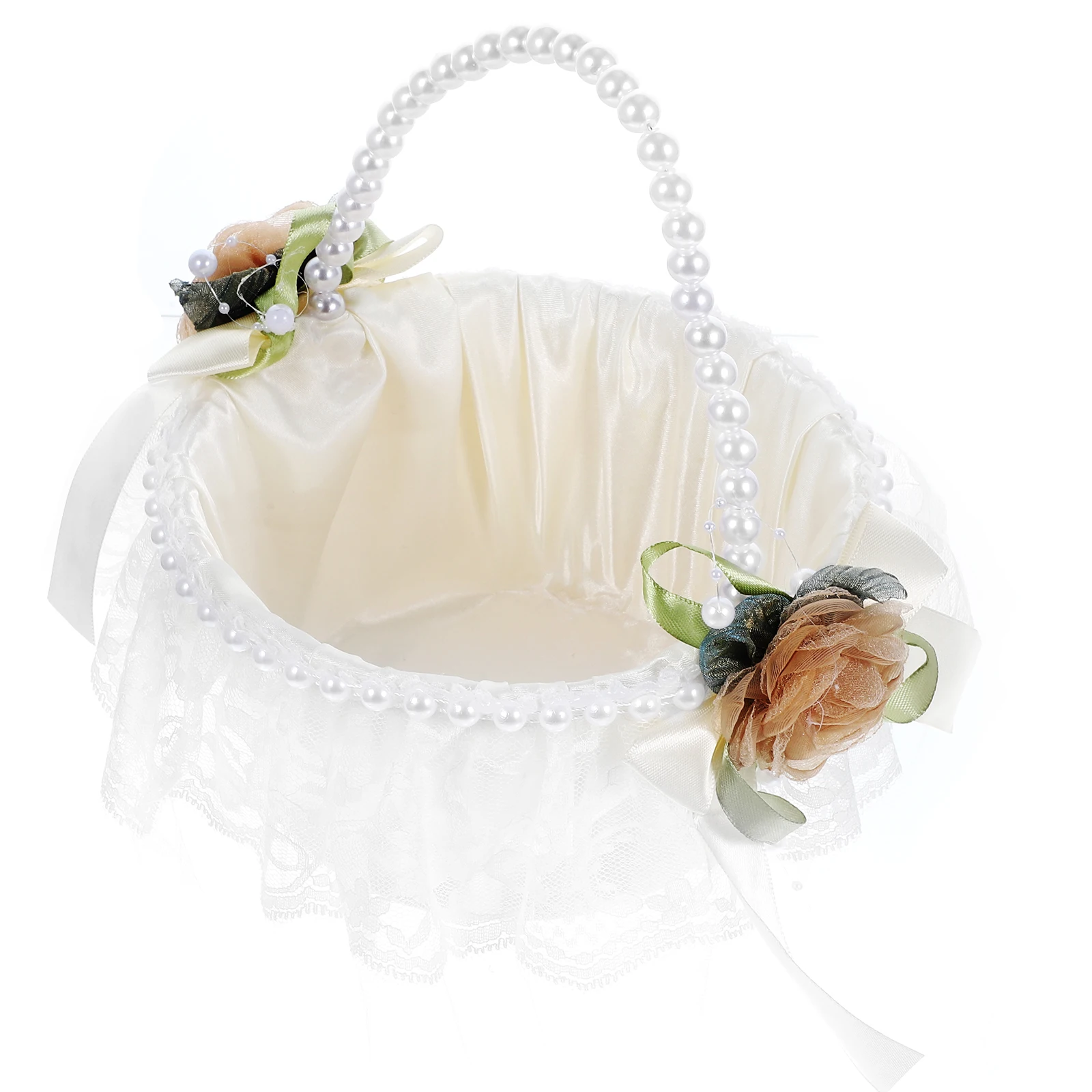

Wedding Flower Basket Satin Handheld Basket Bridal Ceremony Rose Petals Decoration Diy Floral Arrangements Small Wedding