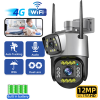 6K 12MP Outdoor 4G SIM PTZ Security Camera Dual Lens Wireless PIR Motion Detection HD Night Vision V380 Pro CCTV Protection